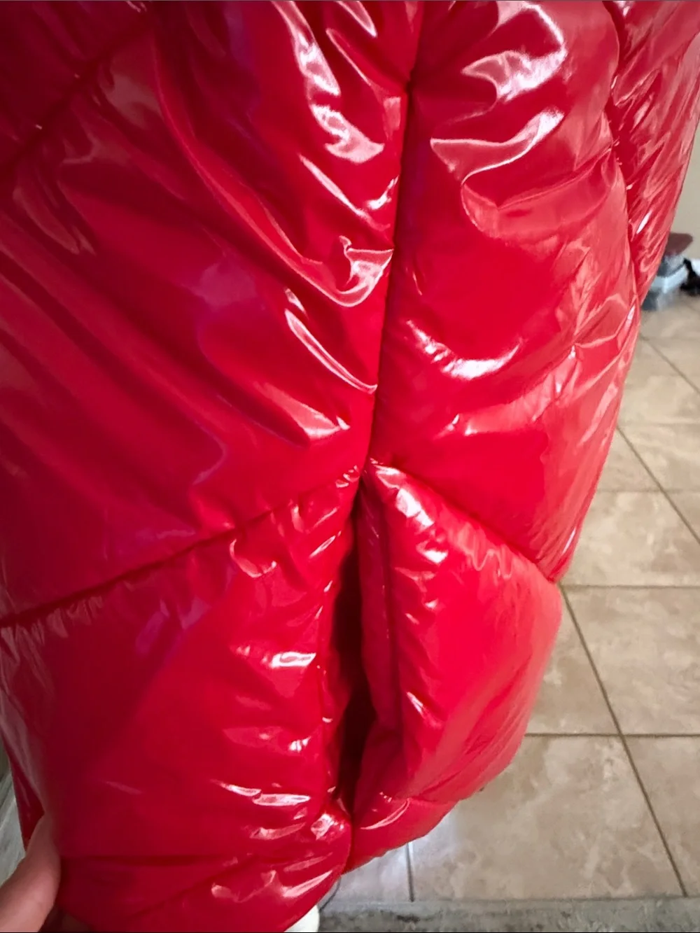 Michael Kors Bright Red Quilted Puffer Vest with Gold Hardware